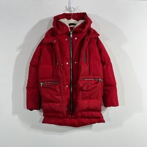 Orolay Kids Vibrant Red Down Puffer Jacket Sherpa Hood Parka Coat Size 10-11Y